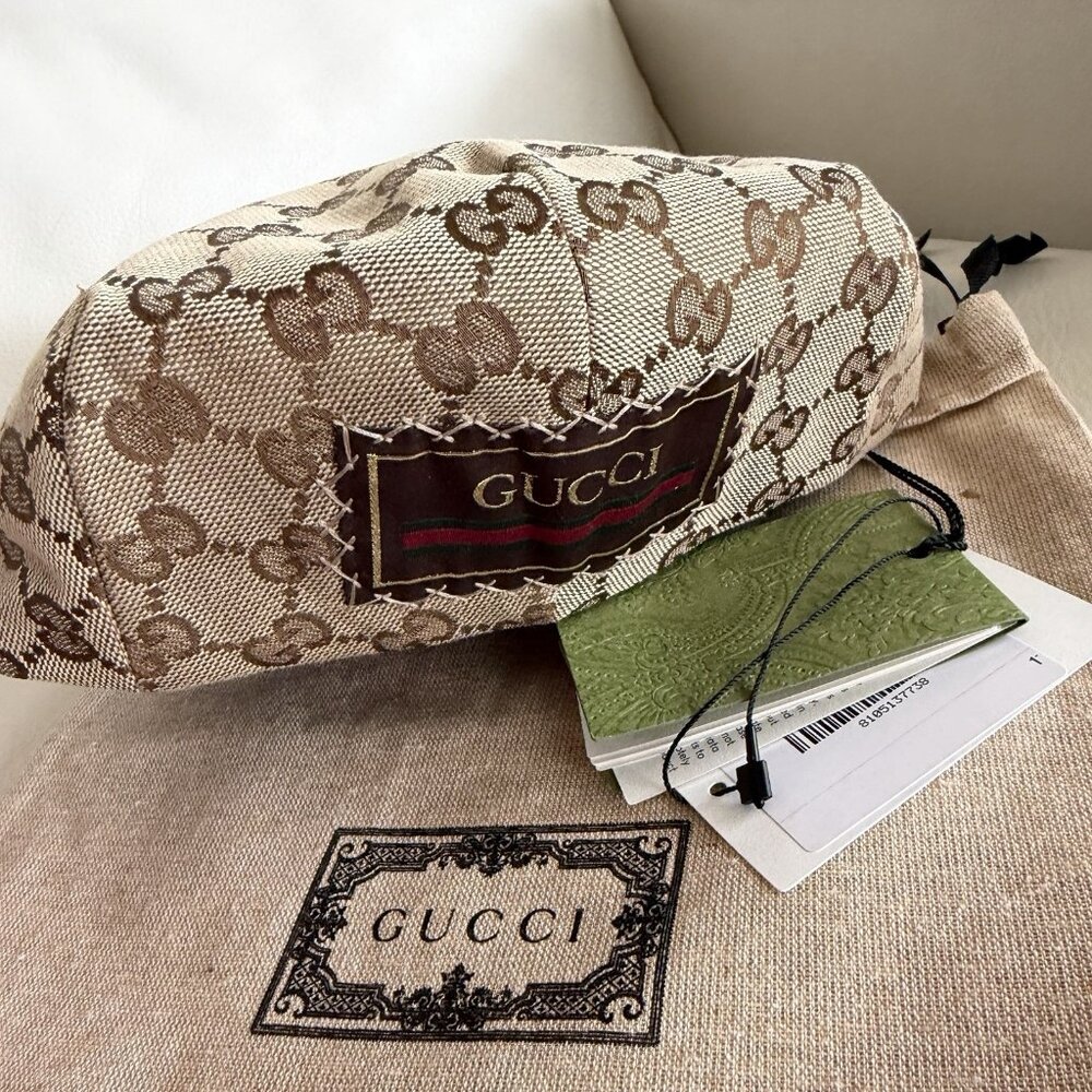 Gucci Beige Brown Monogram Flat Cap - Picture 10 of 11